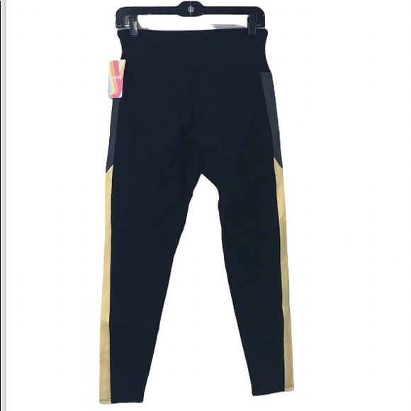 Yummie Rachel Two Color Block Stripe High Waistband Leggings Size Medium - Picture 3 of 10